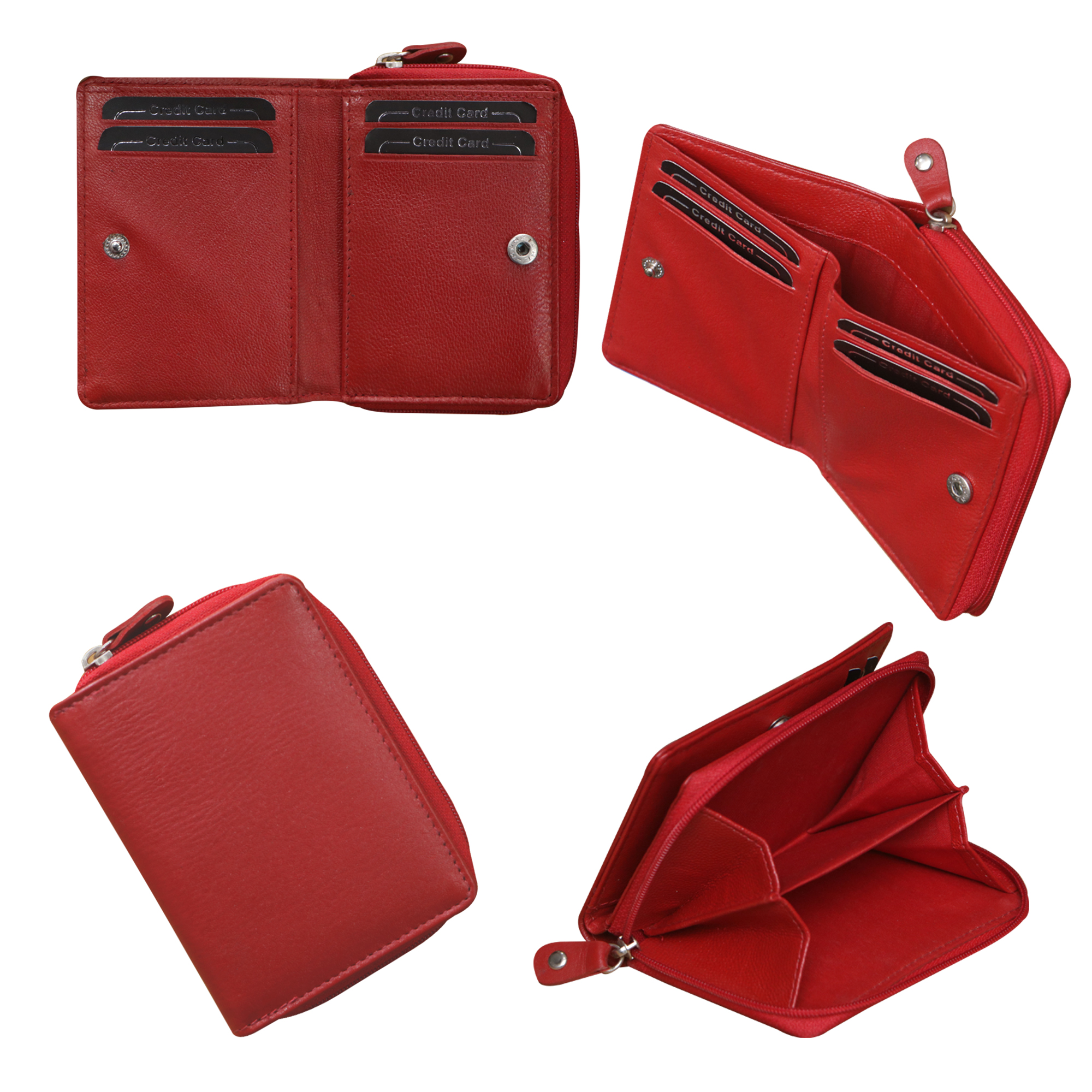 Crimson Red Bifold Coin Wallet